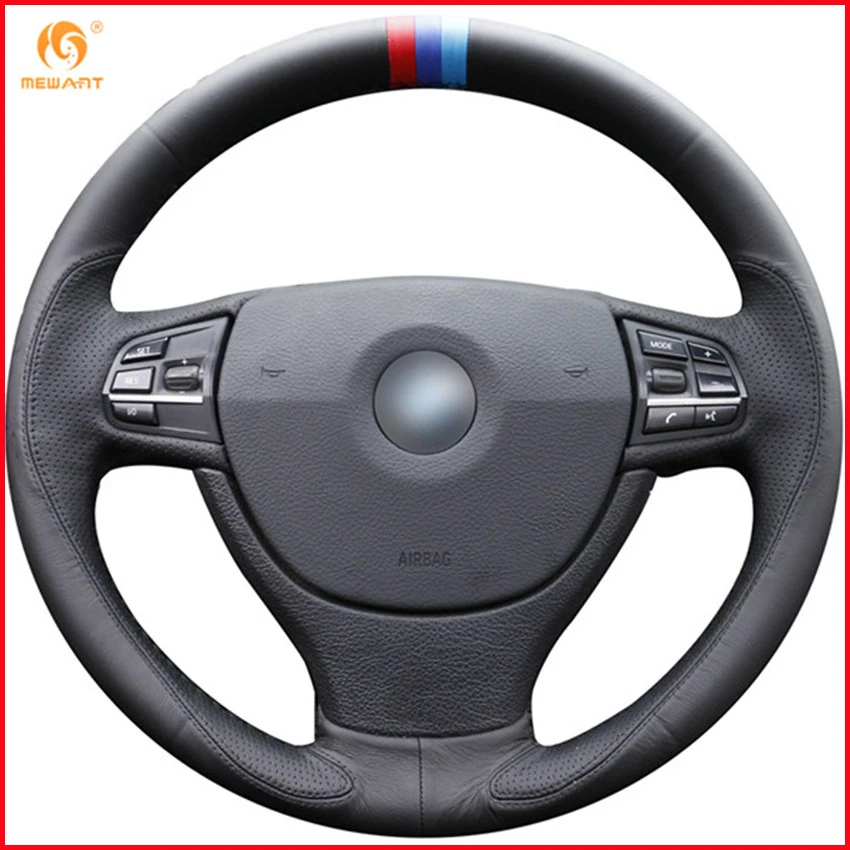 

MEWANT Black Leather Car Steering Wheel Cover for BMW F10 523Li 525Li 2009 730Li 740Li 750Li Interior Accessories Parts