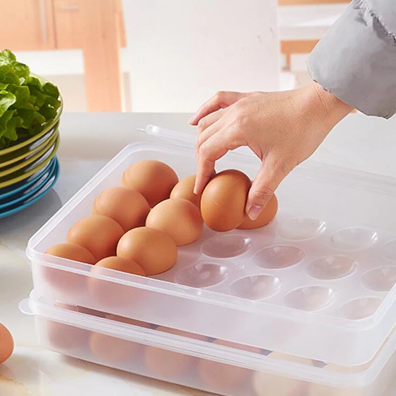 

Kitchen Egg Storage Box Large Plastic Stand For 20 Easy Eggs Organizer Container Tray For Refrigerator