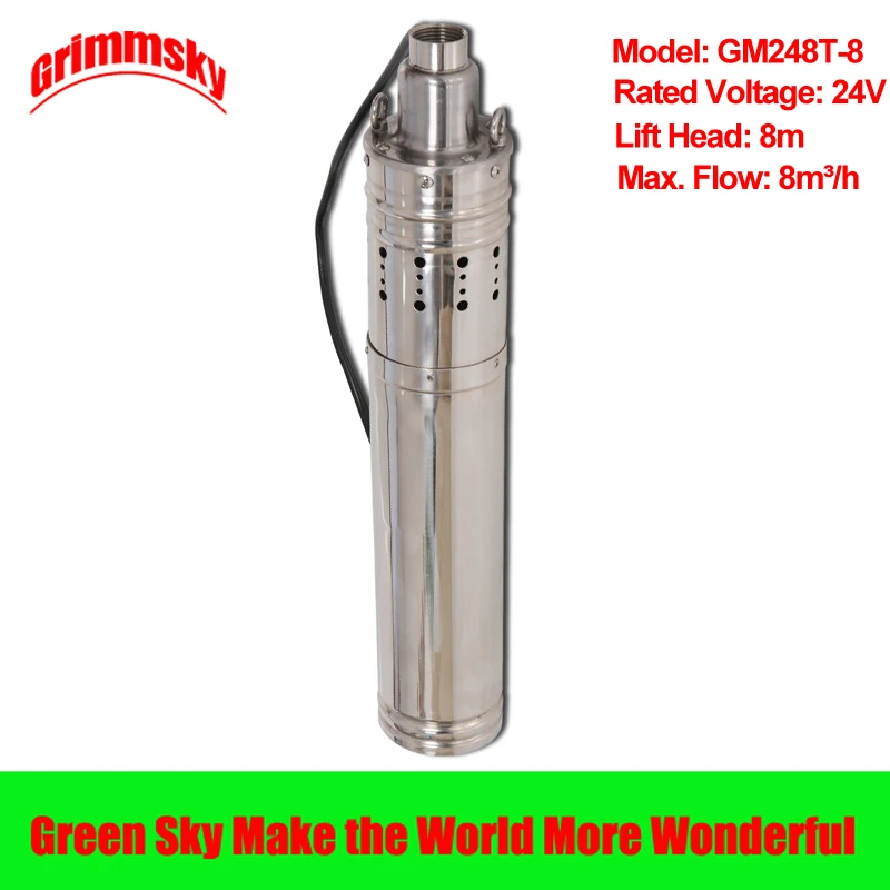 

high flow 8m3/h 8m lift head 468W DC 24V Built-in MPPT 4inch solar water pump for wells