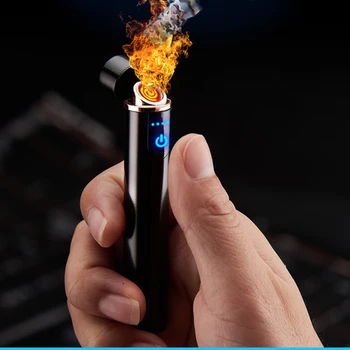 

Finger Touch USB Electronic Lighter Smart LED Induction Cigarette Lighter Plasma Tungsten Turbo Arc Lighter Gadgets For Men Gift