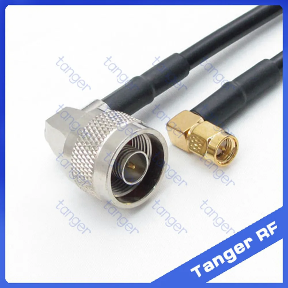 

Hot sale N male plug right angle to SMA male plug right angle RF RG58 Pigtail Jumper Coaxial Cable 20inch 50cm High Quality