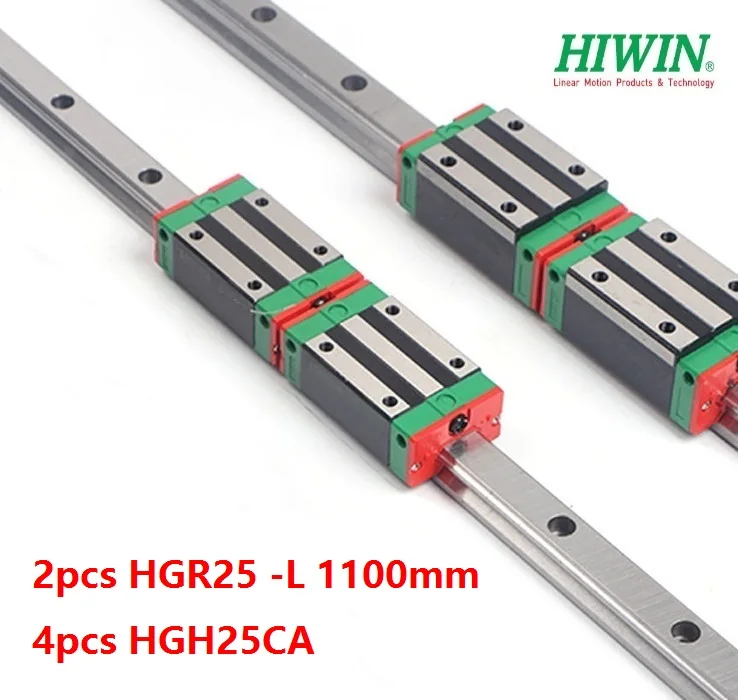 2шт Hiwin HGR25-L 1100 мм линейный направляющий/рельс+ 4 шт. HGH25CA линейный узкий блок для ЧПУ маршрутизатор