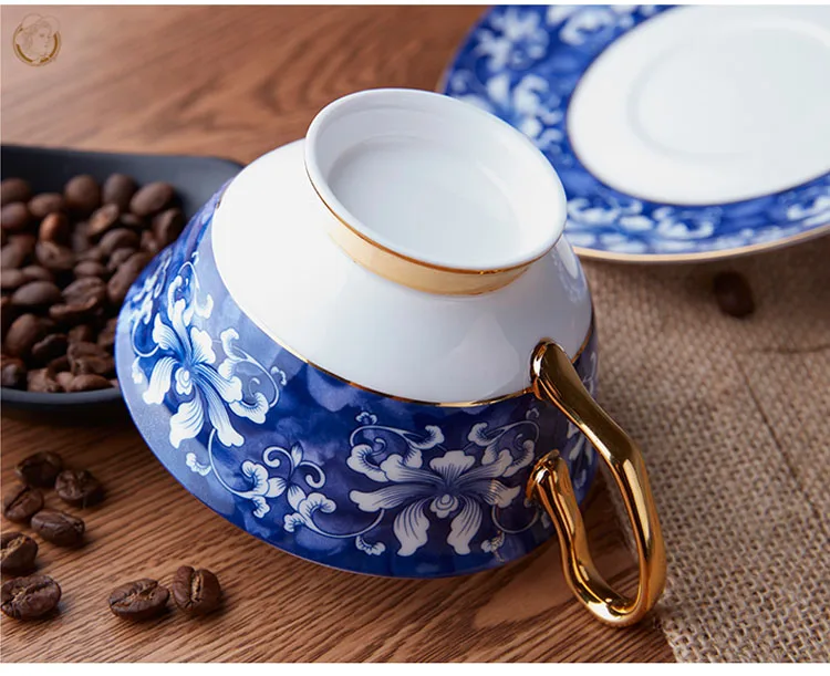 GLLead китайский стиль синий и белый фарфор Чай чашка и блюдце Топ Класс керамические кофейные чашки Китай чайная чашка из селадона комплект