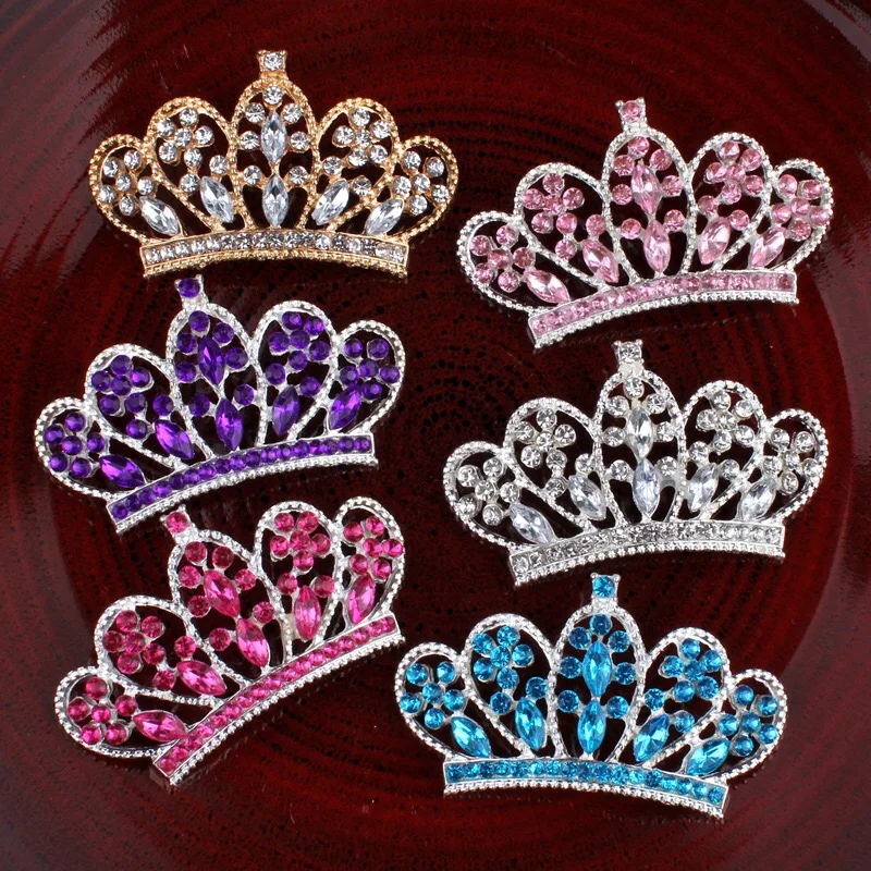

30pcs Acrylic metal pearl Crown rhinestone button wedding invitations decoration flat back Accessories hair Decor for DIY
