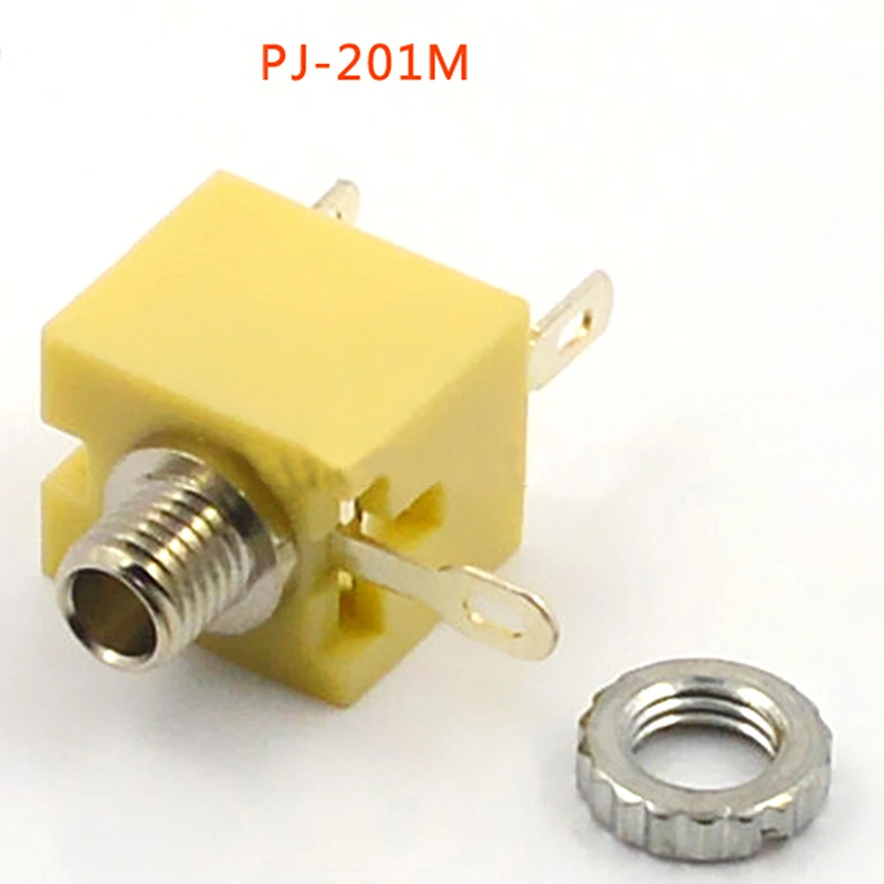 20pcs Jack 2 5mm Headphone Plug Audio Headset Socket Connector PJ 201M Three legged With Nut Copper Yellow