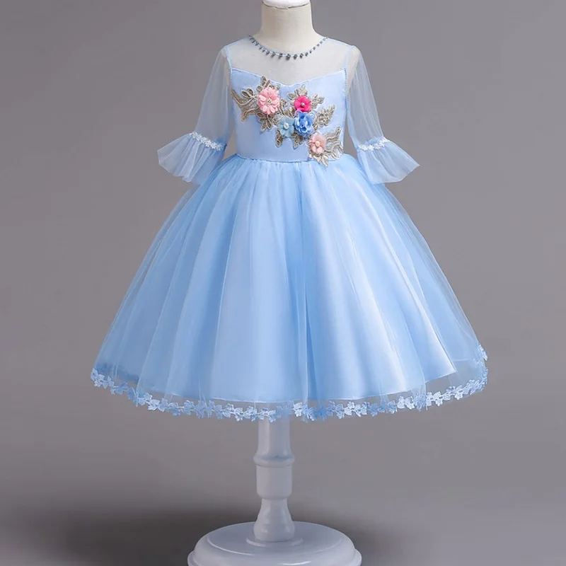 Летнее Детское платье 3-14yrs платье принцессы для девочки детская полурукавная аппликация платья Свадебная вечеринка сладкий платье для