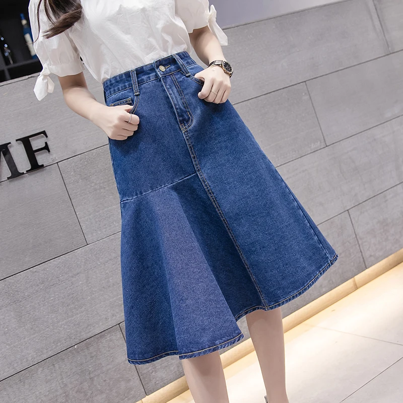 vintage skirts women 2018 summer spring korean vestido feminina jeans ...