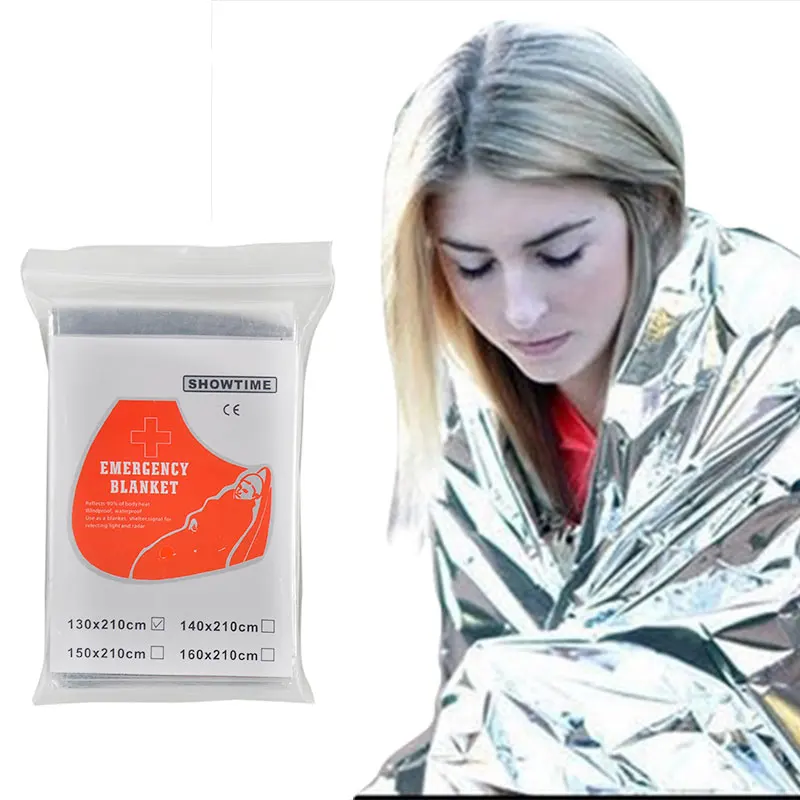 

Outdoor Fishing Emergency Blanket Survival Escue Portable Foil Thermal Space keep Warm First Aid PET Curtain Military Blanket