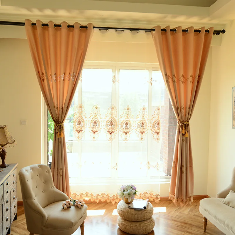 Us 16 62 42 Off Custom Made Heart Pattern Embroidered Window Light Brown Curtains For Living Room High Quality Bedroom Tulle Door For Kitchen In
