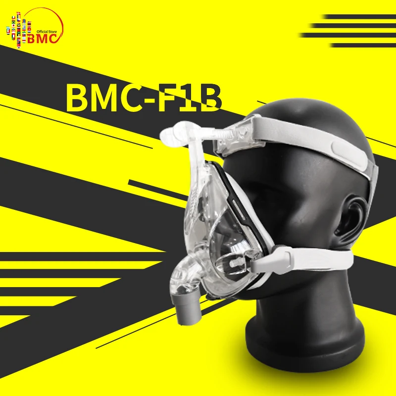 

BMC 2019 F1B Full Face Mask With Free Headgear For CPAP Auto BiPAP Size S M L Snoring Therapy Interface Free Shipping