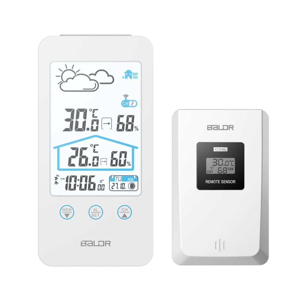 

2019 Wireless Thermometer 5 Modes Weather Forecast Temperature Sensor Home Calendar Alarm Snooze Digital Clock Records max/min