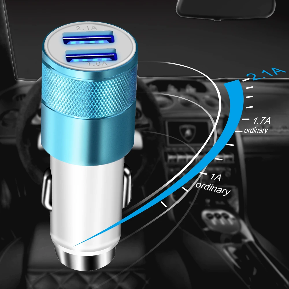 كراوتش 2 الناتج USB شاحن سيارة 2.1A ماكس (الحقيقي) تهمة سريع لفون X 8 8 زائد 6 ثانية لسامسونج غالاكسي s8 s8 + نوت 8 اللوحي