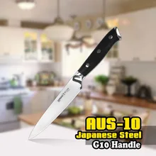 SS-0021 5 Inch (125mm) Utility Knife 3 Layers AUS-10 Japanese Steel Black G10 Handle Kitchen Blade Chef Peeling Slicing