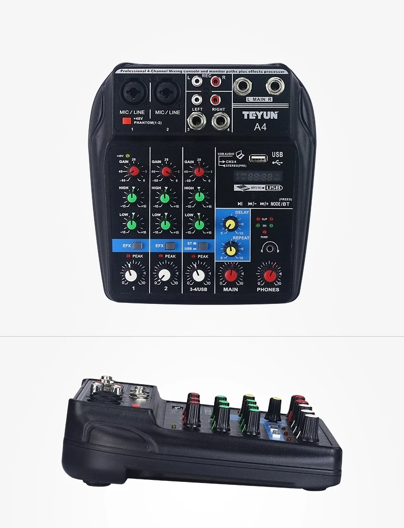 Профессиональный 4 канала микшерный пульт Aux Пути Плюс процессор эффектов мини микро маленькие аудио контроллеры чипы ic микшерный пульт с Bluetooth USB