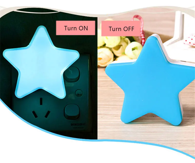 LED Star Night Light EUUS Plug Smart Light Sensor Wall Night Lamp For Baby Room Kids Bedroom Home Decoration Energy Saving 110-220V (10)