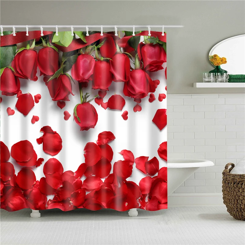 

rose flowers printing cortinas de bano para navidad waterproof bath screen for the bathroom home decoration shower curtain