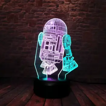 

Star Wars R2D2 Figure Model 3D Nightlight LED Mixed Colors Changing Light R2-D2 Figma Toys