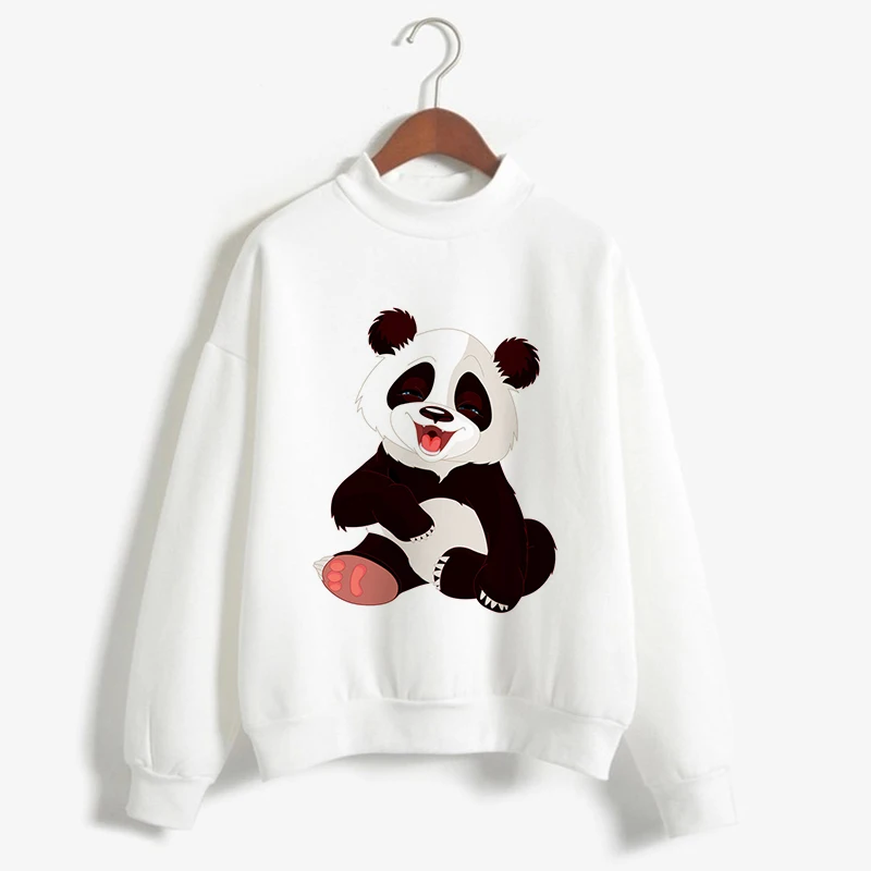 Повседневные Kawaii Panda Kpop толстовки Женская одежда с животным графическим принтом Harajuku с длинным рукавом Осенний пуловер Топы Футболки