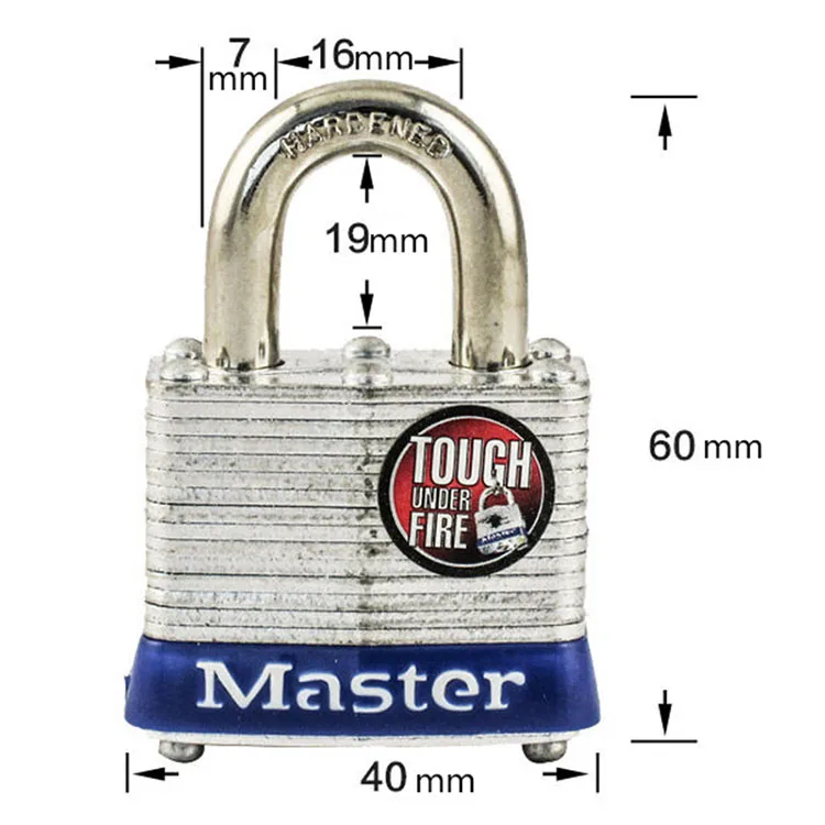 Master Lock Wide Laminated Steel Pin Tumbler Padlock Anti-theft Brass lock steel steel layer lock home padlock dormitory outdoor lock (5)
