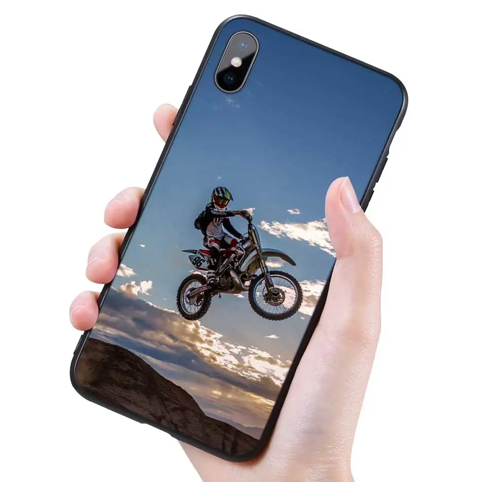 Силиконовый черный чехол для iPhone 11 Pro XR X XS MAX 7 8 6 6S Plus 5 5S SE 7Plus 8Plus мобильный телефон moto Cross moto rcycle sports - Цвет: 008