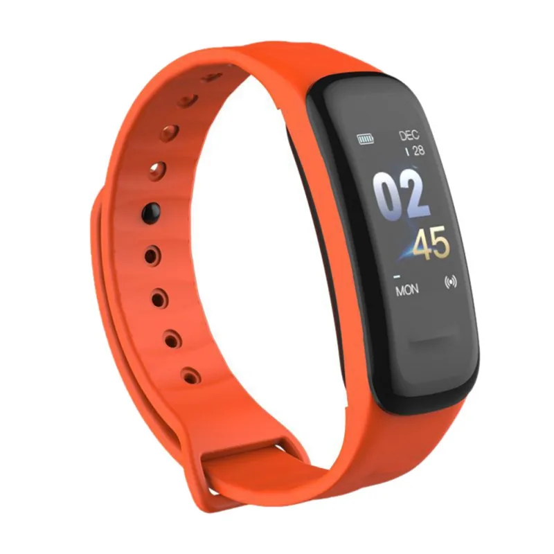 Умный Браслет C1 Plus, умный браслет, цветной экран, счетчик шагов, фитнес-трекер, пульсометр, измеритель артериального давления, умные часы - Цвет: Оранжевый