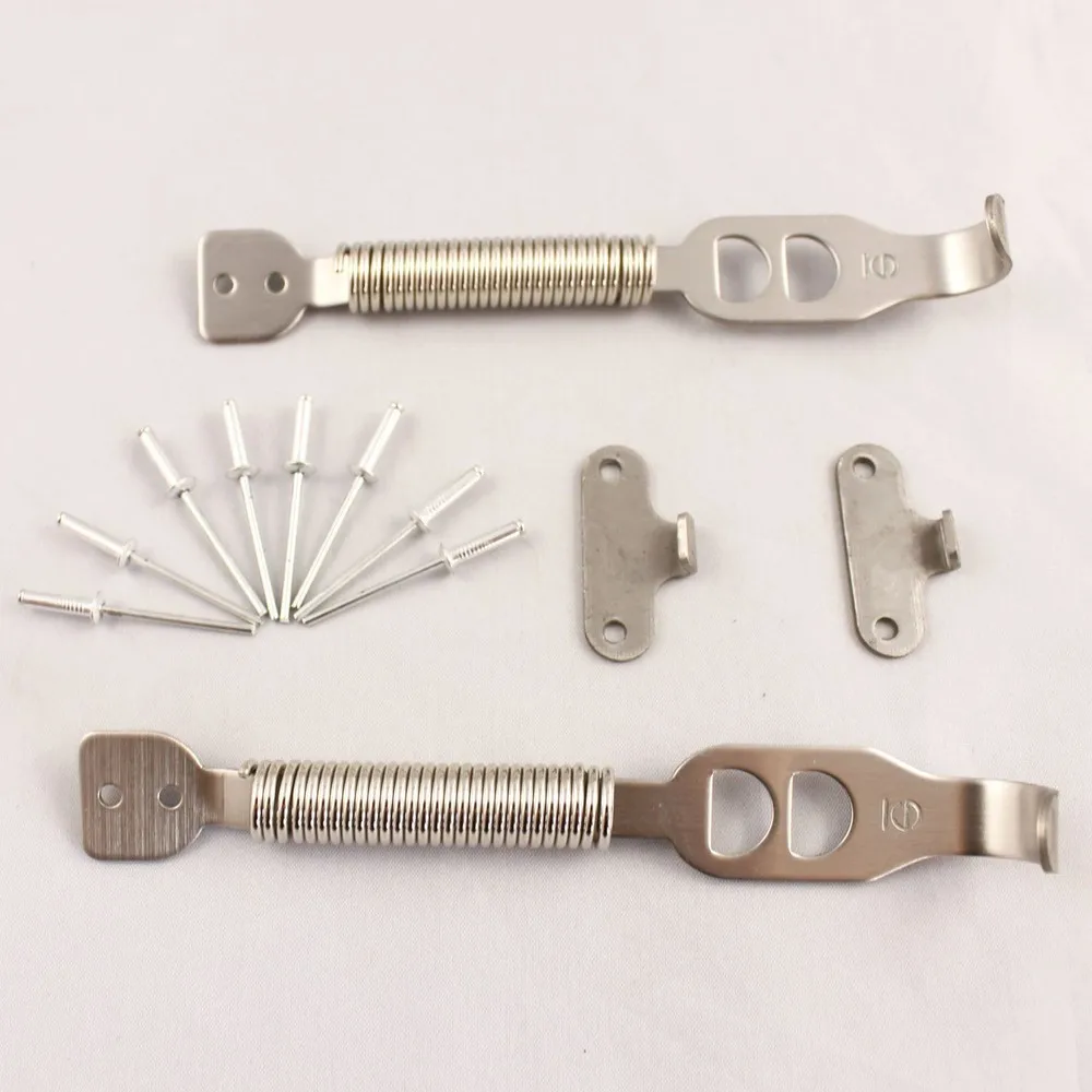 

1 Pair Racing Steel Spring Hood kit hook Lock Hinge security Alloy Silver truck hood