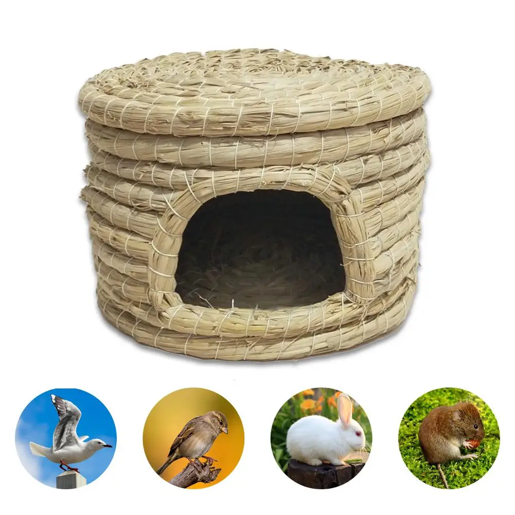 

Straw Woven Bird Nest Poultry Incubation Bed Bird Breeding House for Pigeon Parrot Hamster Squirrel Natural Pet Cage 20E