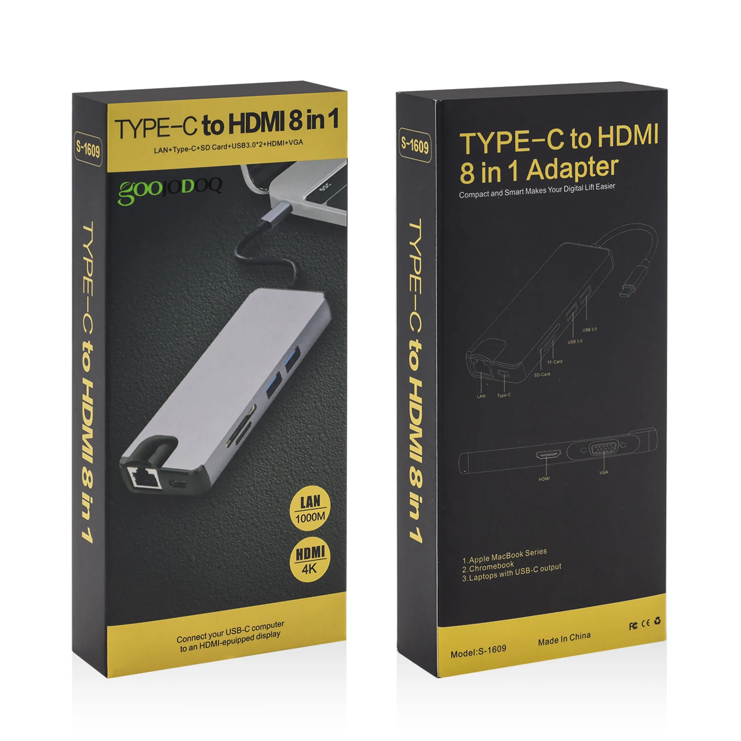 8 в 1 type C концентратор к HDMI 4 видео RJ45 гигабит Ethernet VGA адаптер USB SD TF кард ридер для