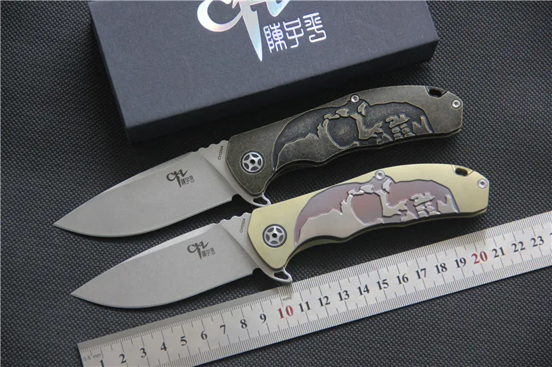 

CH3504 Flipper folding knife S35VN blade ball bearing TC4 titanium Skull pattern handle hunting camping fruit Knives EDC tools