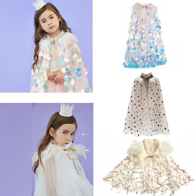 EnkeliBB г. Новая летняя шаль принцессы для девочек, праздничная одежда для детей красивая накидка с пайетками, оригинальные вечерние шали со звездами для детей