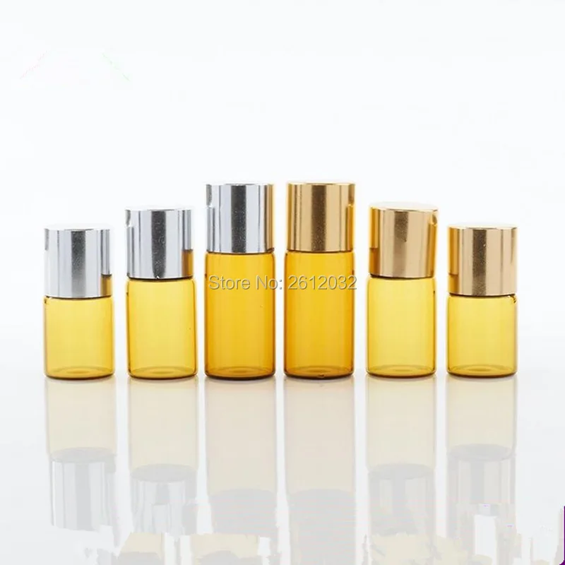 2ml Amber Glass Bottle With metal Lid Inner Small Brown Sample Vials Essential Oil F2017240 | Красота и здоровье
