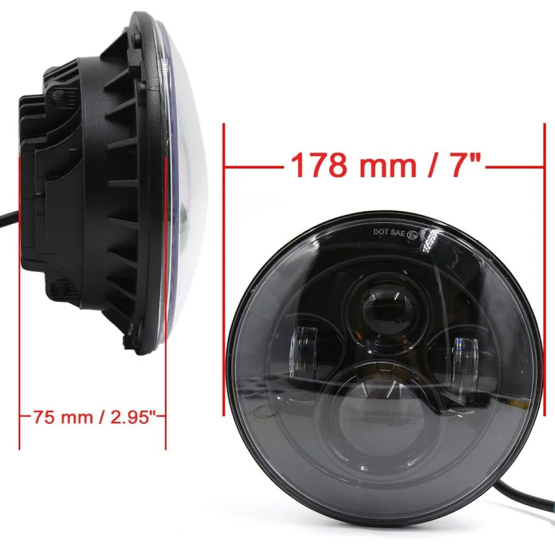  FADUIES Black 7 inch LED Headlight 40W H4 High low Beam For Jeep Wrangler JK 2 Door 4 Door LandRove - 32795401007