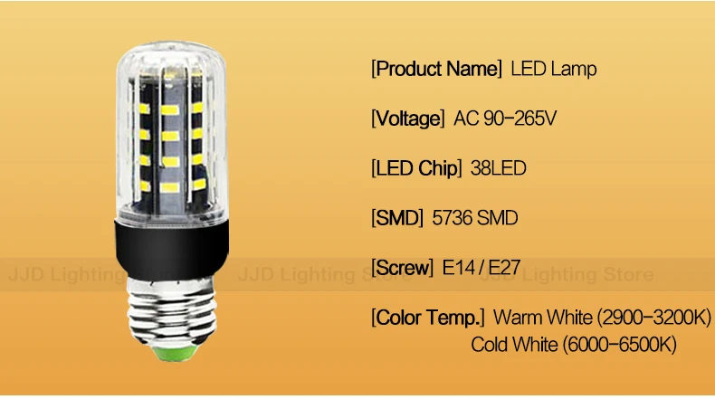 Светодиодный Светодиодная лампа-кукуруза E27 E14 светодиодный лампы 24 36 48 56 69 72 светодиодный s лампада люстра в форме свечи светодиодный светильник SMD5730 220V для украшения дома
