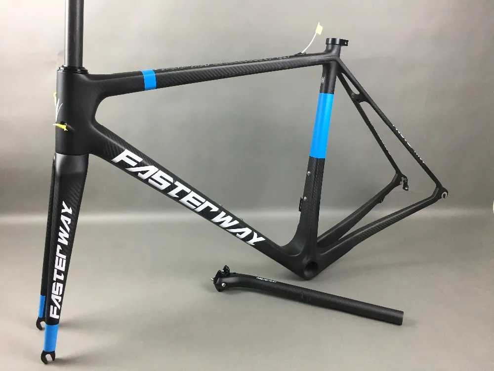 Cheap classic design FASTERWAY PRO full black with no logo carbon road bike frameset:carbon Frame+Seatpost+Fork+Clamp+Headset,free ems 19