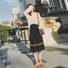 Вязаная юбка женская осенняя и зимняя Корейская версия элегантная повседневная винтажная новая дикая тонкая подходящая плиссированная юбка