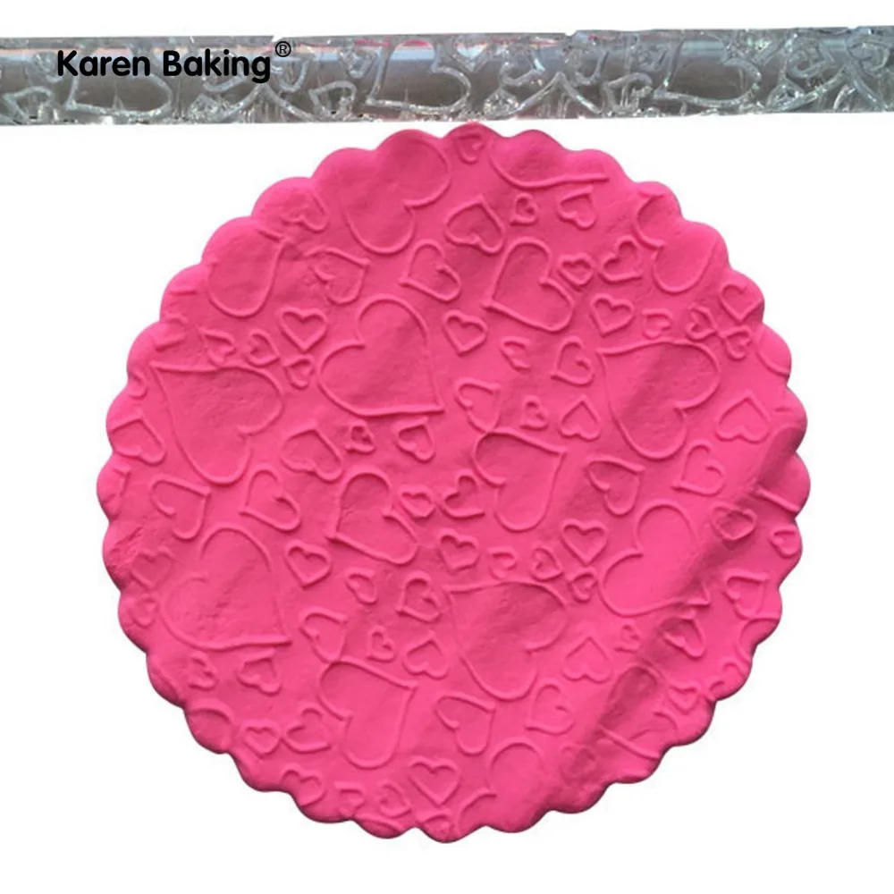 

Love-heart Embossing Plastic Decorative Rolling Pin Sugar Craft Tools For Cake A353