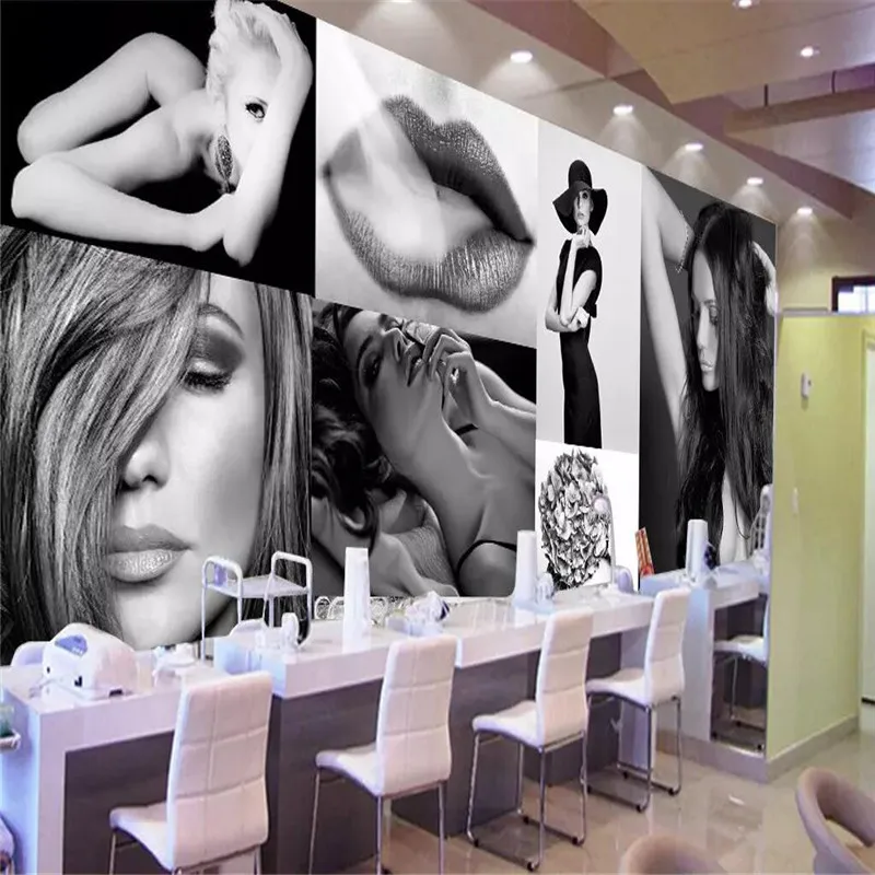 Custom mural professional production background wall cloth decorative painting - black and white sexy beauty background wall Custom mural professional production background wall cloth decorative painting - black and white sexy beauty background wall