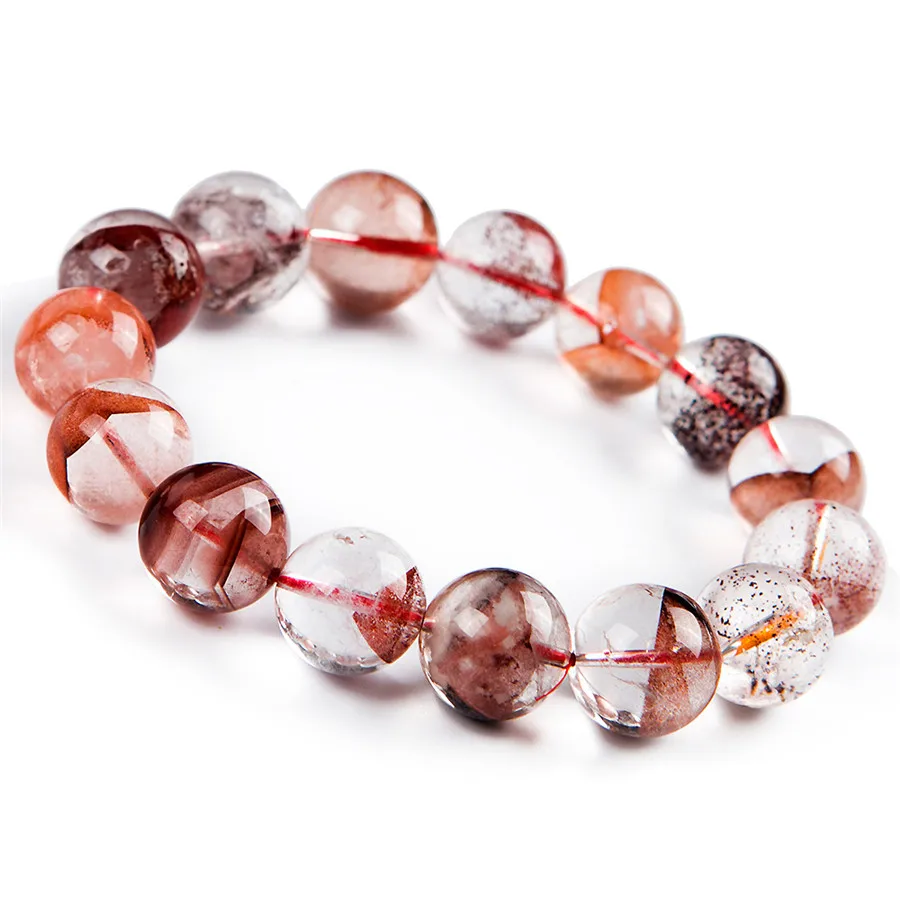 16mm Genuine Natural Red Phantom Quartz Bracelets Women Men 16mm