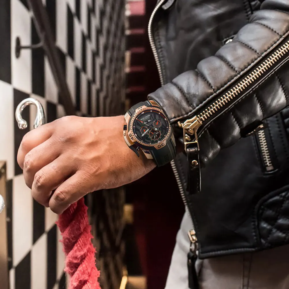 الشعاب النمر/RT الرياضة ووتش الرجال وردة كبيرة الذهب محول طبعة للماء العسكرية الساعات الميكانيكية ساعة معصم RGA3532