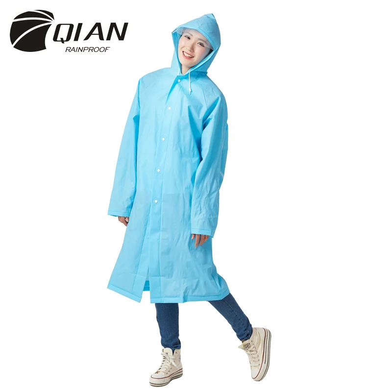 Qian rainproof непромокаемый плащ Для женщин прозрачный; эва Водонепроницаемый Тренч рюкзак позиции пончо дождевик Шестерни