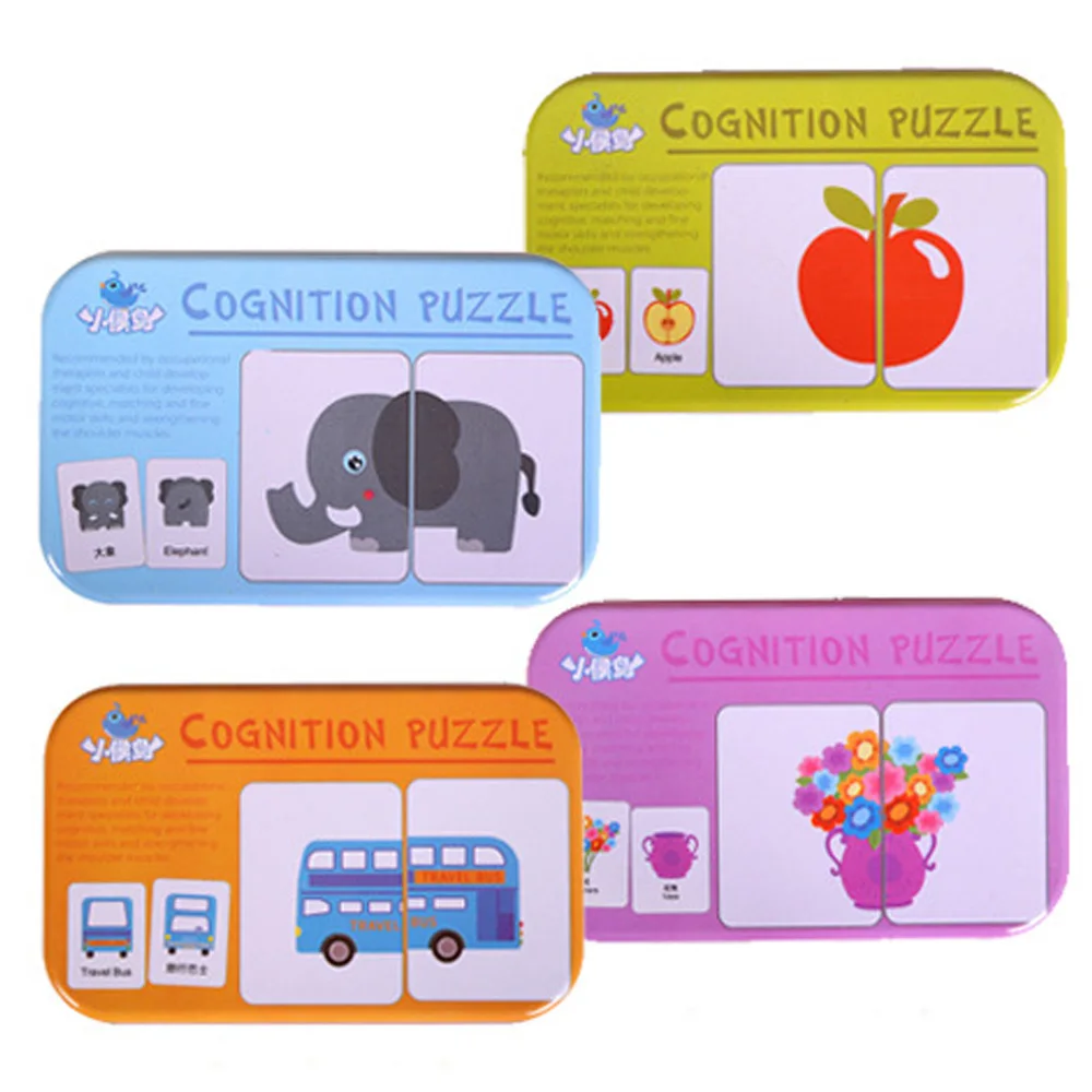 

32pcs/Box Baby Learn English Pair Puzzle Montessori Cognitive Card Infant Educational Toys Puzzles For Children Baby Gift