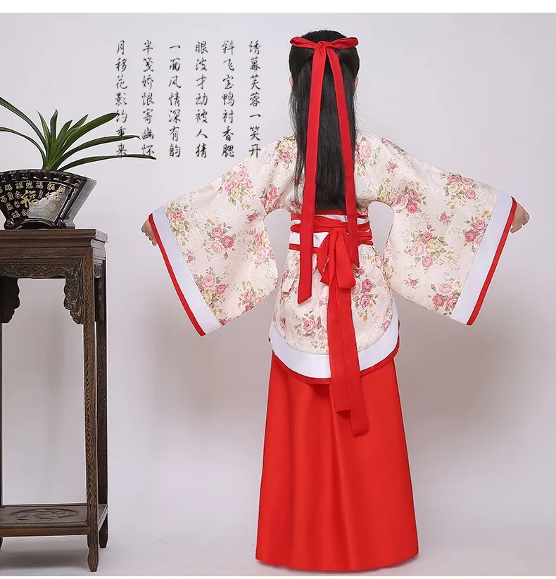 Детский день Hanfu китайцы Костюмы костюм в династии Хань shenyi длинное пальто куртка вырос изгибая-спереди одежды