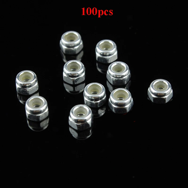 

100Pcs 2mm Locknut Lock Nut Screw 94690 Self-locking Nuts for RC Model Cars Spare Parts DIY Tamiya Mini 4WD Racing Car Accessory