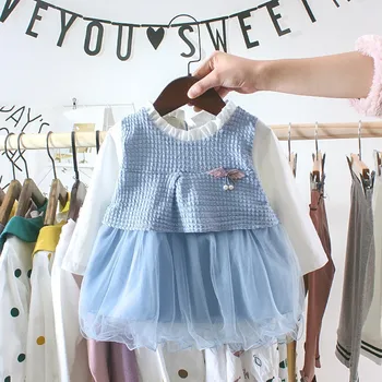 

2019 Autumn Long Sleeve Baby Girls Dress Girl Christening Birthday 0-2T Newborn Toddler Mesh Dress Kids Casual Sweet Clothes