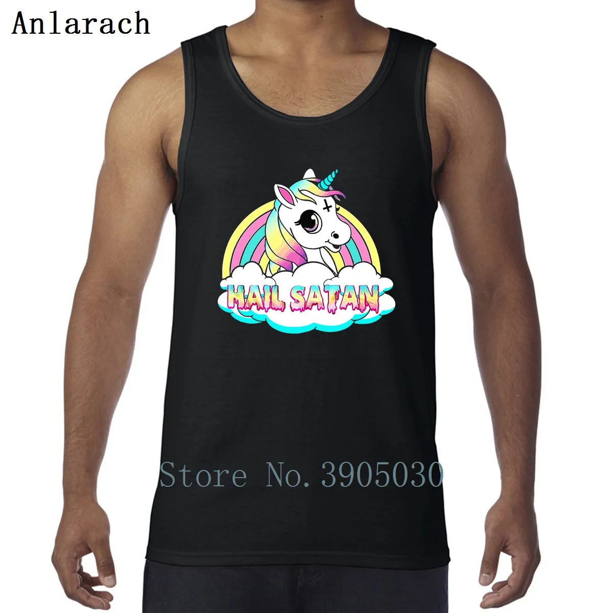

Unicorn Hail Satan Death Metal Rainbown Vest 100% Cotton Singlets Creature Funny Tank Tops For Men Novelty Fit Stylish Sunlight