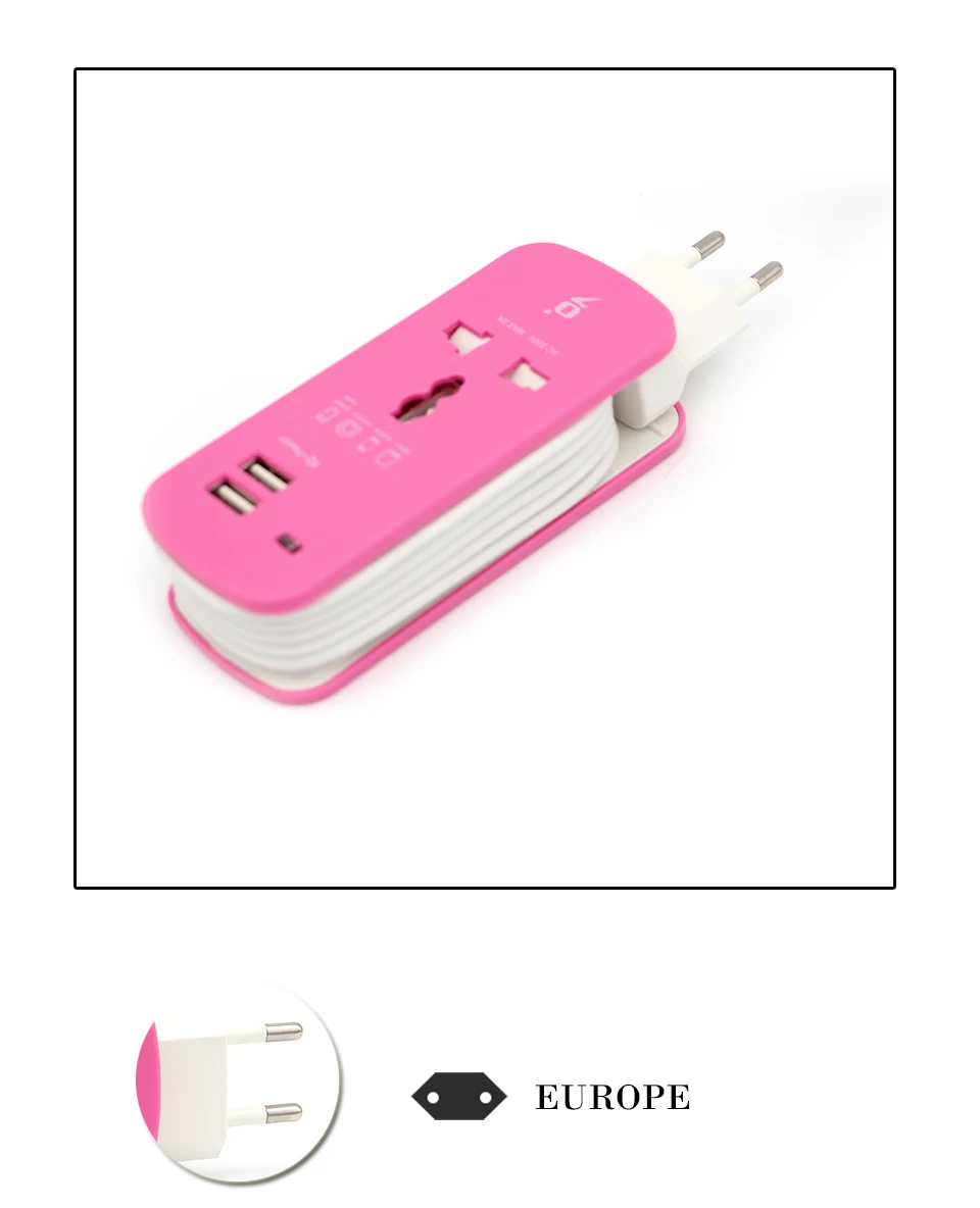 Colorful All in One Universal International Plug Adapter 2 USB Port World Travel Power Charger Adapter Extension Socket (5)