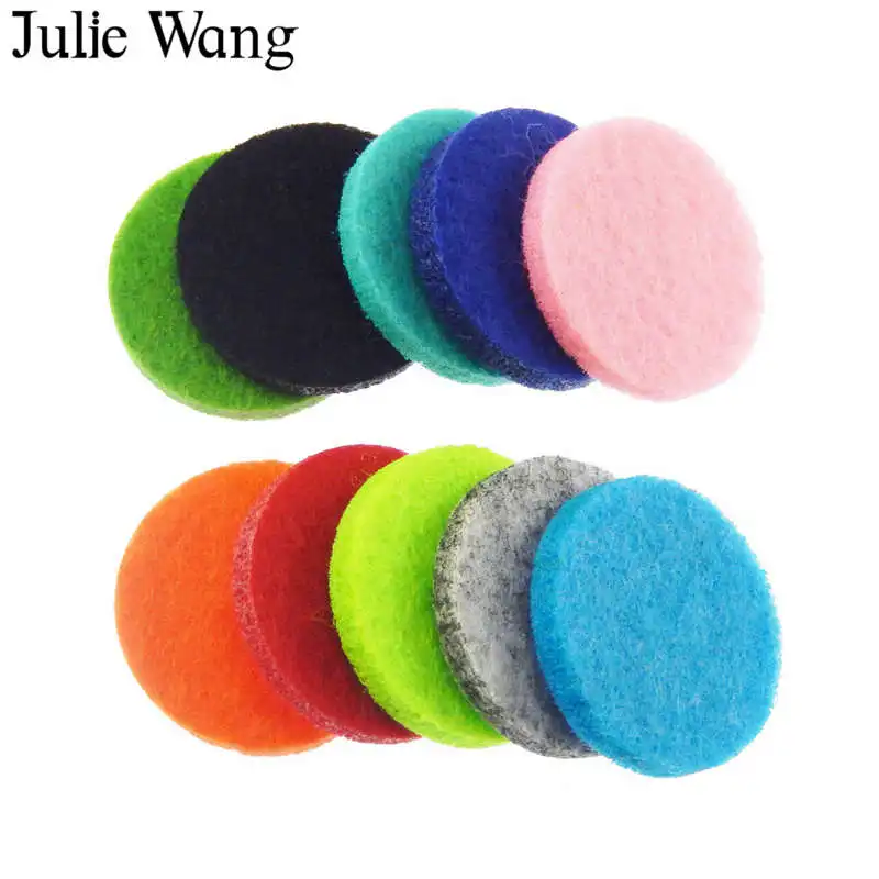 

Julie Wang 20pcs Round Square Felt Pads For Essential Oil Diffuser Locket Necklace Floating Perfume DIY Jewelry Making Accessory