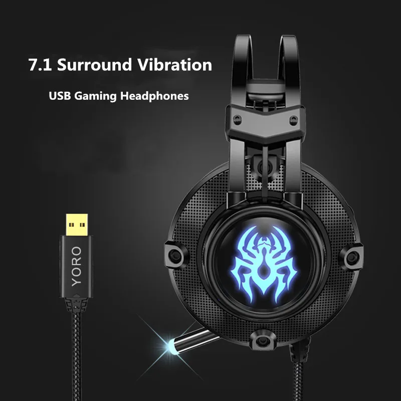 

G20 Gaming Headphones 7.1 Surround Vibration USB Earphone Stereo Gaming Headset Retractable Microphone Glowing Light Headphone