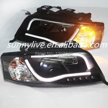 

For Audi A6 LED Strip head lamp 1997 - 2001 year Black Housing SN