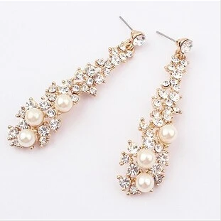 

Factory Direct 2014 New Color Bohemia Style Crystal With Pearl Flower Drop Earring For Woman Christmas Gift Wholesale sfe015